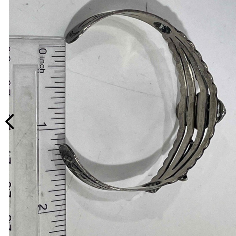 Authentic Indigenous Designed Sterling Stone Cuff - image 2